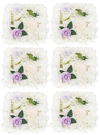 MooBeey 6 Stück 3D Künstliche Seide Blume Wandpaneel, 38x38 cm Künstliche Wandblumen-Hintergrund Blumen-Wandmatte, Dekorativer Kunstblumen-Wandhintergrund für Party Hochzeit Heimdekoration (Z7)