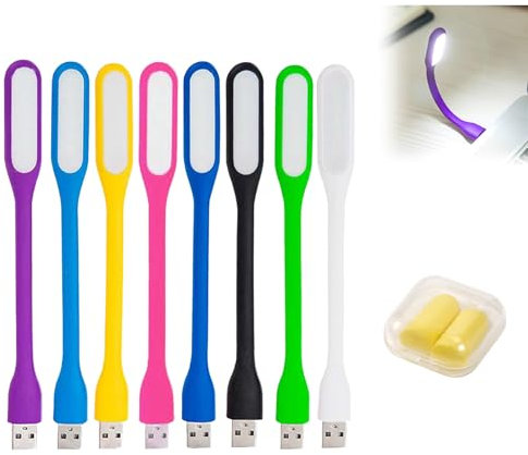 KARELLS LED USB PC, LED Power PC, 8 Stück USB-Licht, LED für Laptop, Tastatur, Laptop-Lampe, flexibles LED-Licht, USB LED-Licht, USB Lampe, flexible USB-Lampe, mit Ohrstöpseln