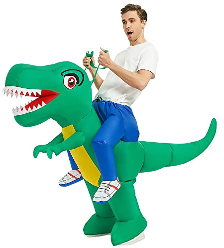 RHYTHMARTS Aufblasbarer Grün Dinosaurier Kostüm Dinosaurier Kostüme Erwachsene Aufblasbare Dinosaurier Kostüm für Erwachsene,Grün