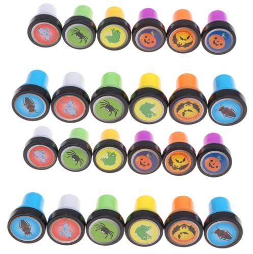 SAFIGLE 24 STK Halloween Sortiert Spielset für Kinder Halloween-Selbsttinte waschbarer Stampfer Spielzeuge Kinderspielzeug Tierstampfer Stampers Partygeschenke Karikatur Siegel sterben