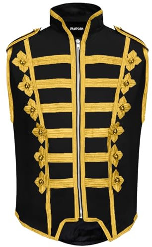 Pamposh Steampunk Husar Jacket - Emo Punk Military Schlagzeuger Parade Jacket Uomini- Abbigliamento Gotico Napoleone - Marciare Banda Giacca