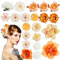 21PCS Barrette Fleur Artificielle Orange Pince à Cheveux Bohême Hair Clips Multicolore Epingle à Cheveux pour les Femmes Filles Hawaii Coiffure de Carnaval Danseuse Piscine Plage Fête Mariage