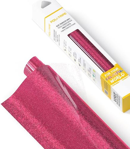 POLI-FLEX® PEARL GLITTER® - Glitzerfolie für Textilien – Flexfolie mit Glitter-Effekt zum Aufbügeln, Plotterfolie für DIY Shirts, Pink, 30,5 cm x 61 cm