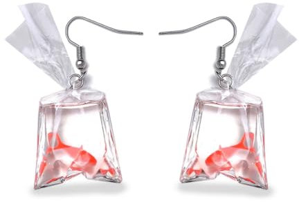 CZNBZIU 1 Paar Goldfische Wasserbeutel Haken Baumeln Ohrringe Bunte Lustige Acryl Anhänger Schmuck Stilvolle Einzigartige Tropfen Ohrringe für Mädchen Frauen Einzigartig