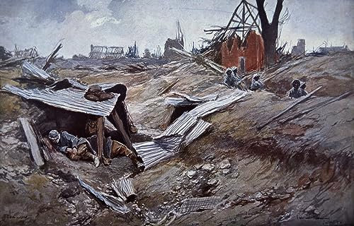 PSVDCTOO Gefeiert Wall Art Leinwand Leinwand Malerei Erste Schlacht an der Somme Juni September Französische Truppen im zerstörten Dorf Dompierre Für Zimmer60x90cm