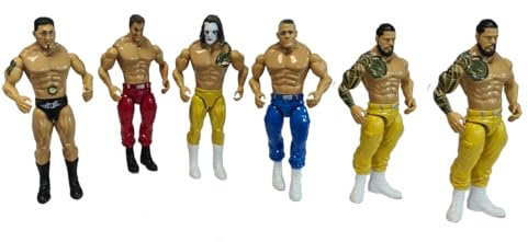 PEBBLE HUG Mini Wrestling Action Figure Toy, Toys for Kids & Adults, Sports Fans, Action Figure for Collectors and Display, Gift Idea, Safe and Durable, Realistic Superstar Figures, (6 Pcs)