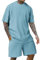Generic Sonderangebote Herren Sommer Outfit Herren Freizeitanzug Herren Sport Mit Kordelzug Herren Business Hose Kurze Zweiteiler Herren Sommer Herren Sport Trainingsanzug(Blau,XL)