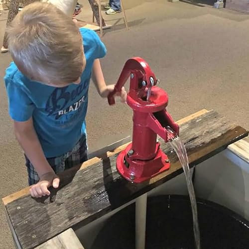 Elitix Hand Well Pump Old Fashioned Hand Water Pump for Kids Game, Emergency Manual Water Well Pump for Boost Suction, Press Suction Pump for Home Garden Yard(Red)