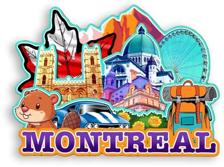 Quwsne Kühlschrankmagnet Montreal Kanada | Stadtreise Souvenirs | Touristengeschenke 3D | Klassische handgefertigte Sehenswürdigkeiten | Innendekoration | 1851