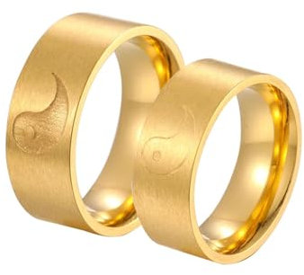 Sopodbacker Rings Ring Ringe Damen Bijouterie Herren Vintage Yin Yang Ring Für Paare Passender Ehering 9 Zoll Gold