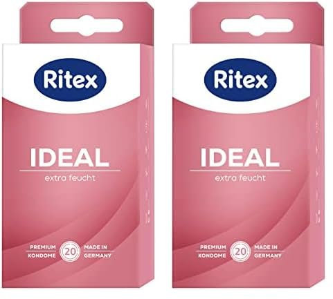 Ritex IDEAL Kondome, Extra feucht, extra Gleitmittel, 20 Stück, Made in Germany (Packung mit 2)