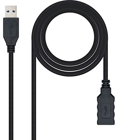 Blendend Cable USB 3.0, tipo A/M-A/H, negro, 1.0 m, para transferencia rápida de datos y carga de dispositivos electrónicos.