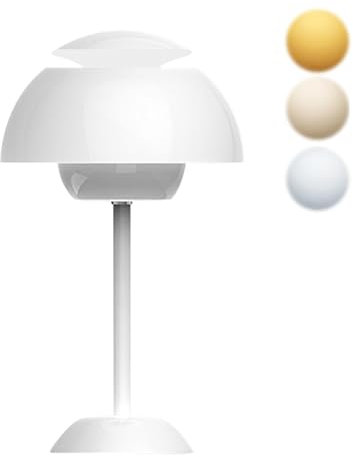 LUPATDY Pilzlampe, Flowerpot Lampe Kabellos, 3000K-6000K LED Pilz Lampe Touch Moderne Aufladbar Tischlampe mit 3 Modi, Tischleuchte für Schlafzimmer, Büro, Bars, Restaurants (Weiß)