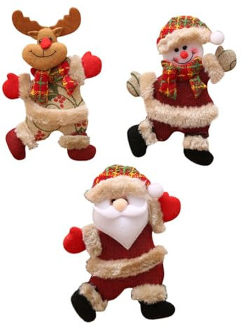 Ciieeo 1 Satz Weihnachtsschmuck Christbaumschmuck Weihnachtsbaum Hängender Weihnachtsmann Weihnachtspuppe Weihnachts Figuren Weihnachtsfigur Weihnachtsanhänger Minipuppe Stoff Brown 3st