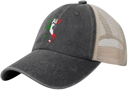 Baseball Cap Italia Italian Flag Map Black Trucker Hut Lässig Baseballkappe Verstellbare Baseballmütze Für Outdoor Reisen Außenbereich
