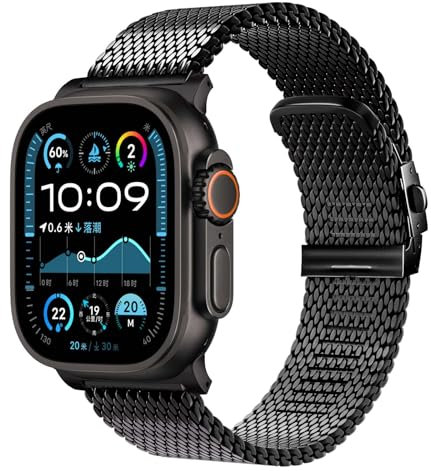 KOQQQ Milanese Armband (2024) Kompatibel mit Apple Watch Armband 49mm 46mm 45mm 44mm, Milanese Mesh Loop Metall band für Ultra 2/Ultra, iWatch Serie 10/9/8/7/6/5/4 für Herren Damen