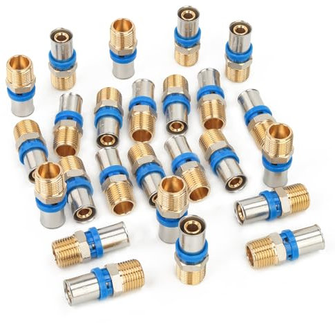 LTWFITTING Pressfitting mit 1/2 AG/Außengewinde für Rohr 16mm, 16mm x 1/2 Zoll(25 Stück)
