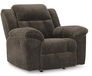 Signature Design by Ashley Frohn Urban Manual Rocker Recliner with Pillow-Top Arms, Dark Brown