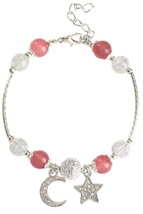 Ohrstecker für Damen, Stern-Mond-Armband für Frauen, Mondstein-Perlenarmband, Opal-Glasur, Armband, Mond, Planet, Armband, handgefertigter Schmuck für Frauen, Designer-Schmuck für Frauen,