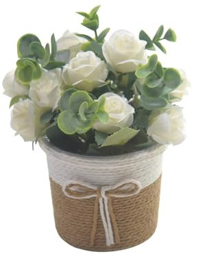 Klaisy Bouquet di rose artificiali in vaso per eleganti decorazioni per interni e ufficio, fiori finti in vaso