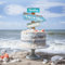Party to Be Personalized Beach Themed Wedding Cake Topper in Wood Custom Bride & Groom Names Initials Wedding Date Cake Decoration (Ocean)