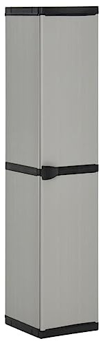 Mhdvray Garten-Lagerschrank 34x40x168 cm, wetterfestes PVC/PP, 3 höhenverstellbare Böden, Balkon Terrasse Garage Keller, Outdoor-Aufbewahrung