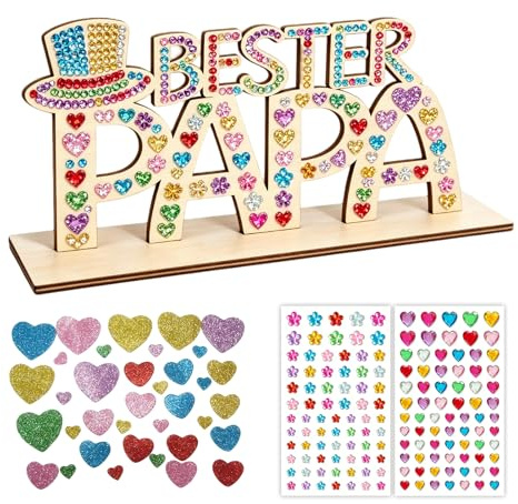 MOAZIFI Bester Papa Geschenke, Holz-Dekoration und Stickern, Diy Papa Geschenk Geburtstag, Vatertagsgeschenk, Weihnachtsgeschenke, Handwerkliche Desktop Dekoration für Tochter, Sohn und Vater