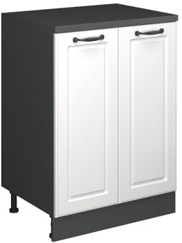Vicco Erweiterungsschrank Rion, Weiß Landhaus/Anthrazit, 60 x 46 cm ohne Schräge mit 2 Türen, kombinierbar mit Rion Dachschrägenschränken und Schrankmodulen