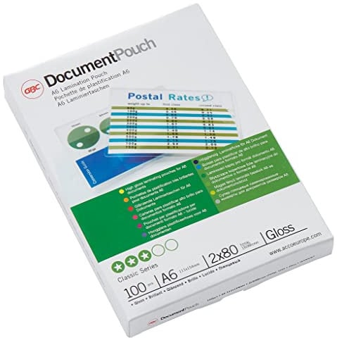 GBC Laminierfolien A2 80 mic, Robuste Laminiertaschen im 100er Pack, Großformat, Glänzend, Transparent, Ideal für Büro & Schule, IB589782