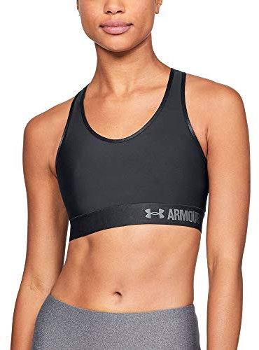 Damen Sport Bra Armour Mid Solid-BLK, Black, XS, 1273504-001