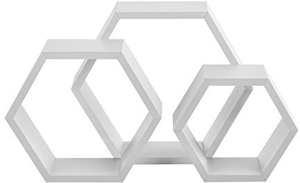 [en.casa] Stylisches Wandregal in Wabenform 3-teilig weiß matt im Retro-Design