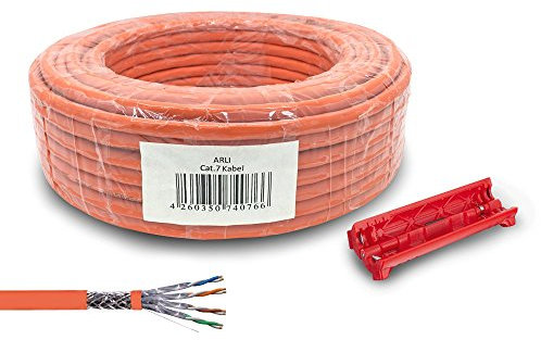 ARLI Cat7 Verlegekabel 100 m Netzwerkkabel inkl. Abisoliermesser CAT.7 LAN Halogenfrei Installationskabel SFTP S/FTP CAT7 PIMF Kabel Netzwerk Verkabelung Datenkabel AWG23/1 geschirmt Kupfer 100m