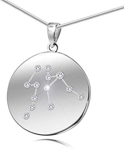 LILLY MARIE Sterlingsilber Damen Halskette Mit Verstellbarer Schlangenkette Und Sternzeichen Anhänger