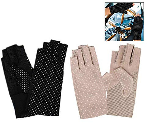 Xrten 2 Paar UV Shield Handschuh, Damen Sommer Halbfinger Handschuhe,Sonnen Block Fahren Handschuhe Fingerlose Handschuhe