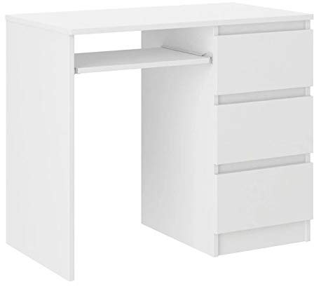 Framire N-3 Schreibtisch weiß, Computertisch mit 3 Schubladen, Schreibtisch für Schlafzimmer, Wohnzimmer, Studio, 96 x 50 x 76 cm…