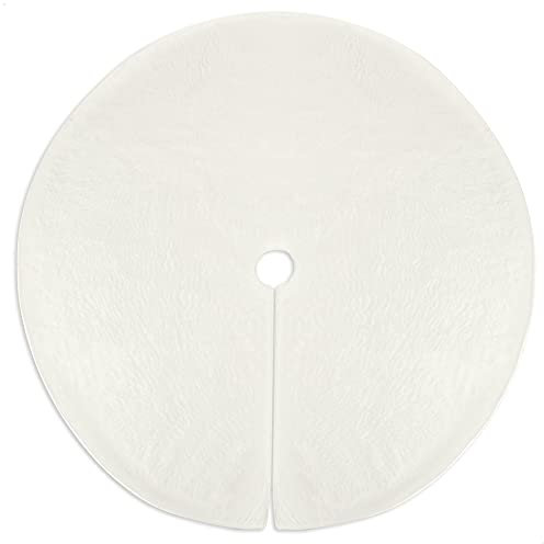 COM-FOUR® Copertura per albero di Natale bianca premium per la protezione dagli aghi di pino - Copertura per albero di Natale rotonda per l'albero luminoso - Base con design natalizio
