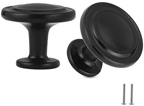 TsunNee 16PCS Vintage Cabinet Knobs, Chic Drawer & Furniture Door Knobs, Single Hole, 32mm Round, Black