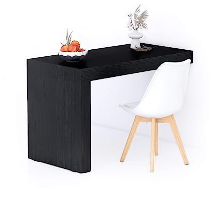 MOBILI FIVER, Mesa de Comedor Evolution 120x60, Madera Negra con Una Pierna, Mesa de Comedor para 4 Personas, Mesa Cocina, Made In Italy