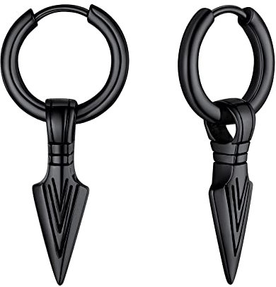 FaithHeart schwarz Viking Pfeil Ohrringe Hängende Creolen Speer Ohrring Punk Stil Wikinger Speer Ohrring mit Geschenkebox für Freunden Ehemann