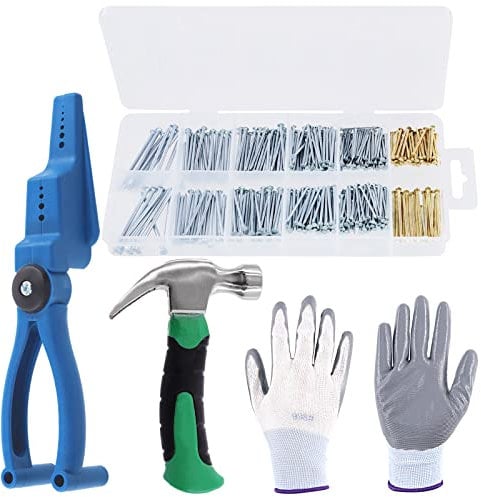 Keadic 423 Pcs Nail Hammer Hardware Kit Contains Galvanized Nails 8oz Mini Claw Hammer Nail Holder and Work Gloves for Home Improvement Wall Mounting Hanging Pictures