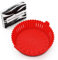 WAFE Reusable Silicone Air Fryer Liner - Easy to Clean Non-Stick Basket w/Bevelled Edges & Drain Channel - Kitchen Cooking Pot Accessories, Heat Resistant, 6.7 Inches - Red