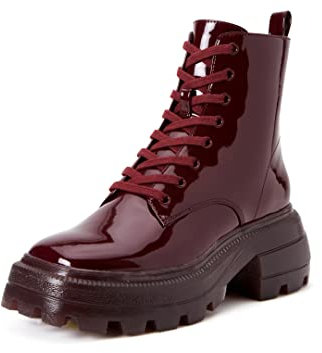 Katy Perry Damen The Geli Combat Boot, Burgunderroter Lack, 37 EU