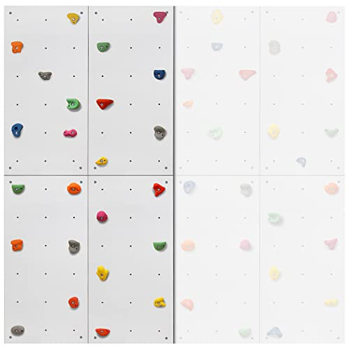 ALPIDEX Kletterwand Komplettset ab 1,44 qm in Natur/Weiß/Braun Klettergriffe und Befestigungsmaterial inklusive, unbegrenzt erweiterbar Kinder Erwachsene, Veredelt Weiß|4 Paneele (2.88 m²)|24 Griffe