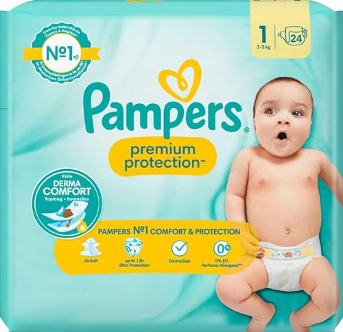Pampers Baby Windeln Größe 1 (2-5kg) Premium Protection, 24 Windeln