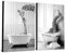WADBTP Badezimmer Bilder,Schwarz Weiß Bilde,Lustige Tier in der Badewanne Leinwand Bilder für Wohnzimmer Badezimmer Schlafzimmer Dekor-Rahmenlos (2pcs-DW2,2pcs-70x100cm)