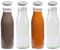 4 Glasflaschen 500 ml Saftflaschen Milchflaschen mit 8 Deckeln farbe Weiß inkl. Etiketten