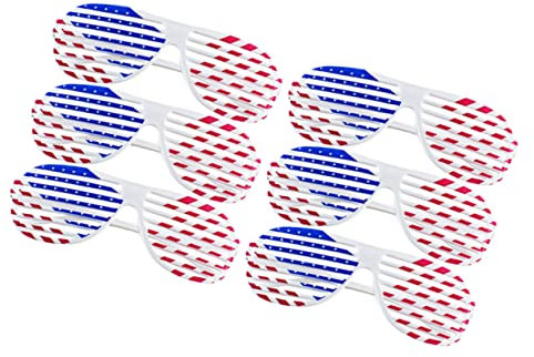 Gogogmee 6stücke Amerikanische Flagge Shutter Brillen Lustige Party Sonnenbrillen Für Unabhängigkeitstag Foto Requisiten Feierlichkeiten Leichte Kunststoffbrillen Für Erwachsene