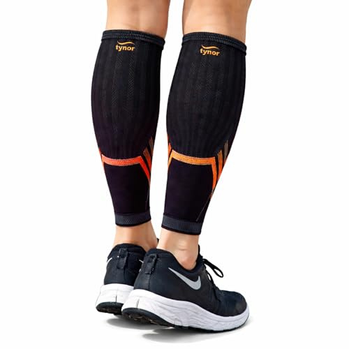 TYNOR Calf Compression Sleeves for Men and Women 1 Pair Calf Brace Adjustable Shin Splint Support - Lower Leg Compression Wrap for Shin Splints, Pain Relief, Circulation, Muscle Swelling, Medium
