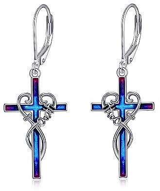 YAFEINI Glaube Kreuz Ohrringe 925 Sterling Silber Damen Religiöses Kreuz Baumeln Ohrringe Schmuck Geschenke für damen Mädchen