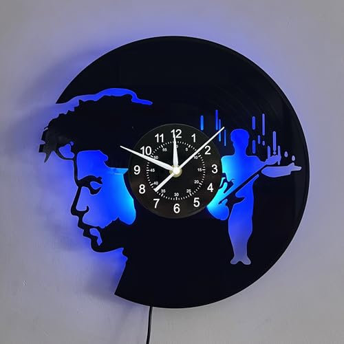 inthetime Science Fiction Wars Film Thema Uhr, Vinyl Record Silent Death Star Wanduhr, Leuchtuhr mit Fernbedienung, Geschenk für Männer Wanduhr Wanddekoration für Halloween